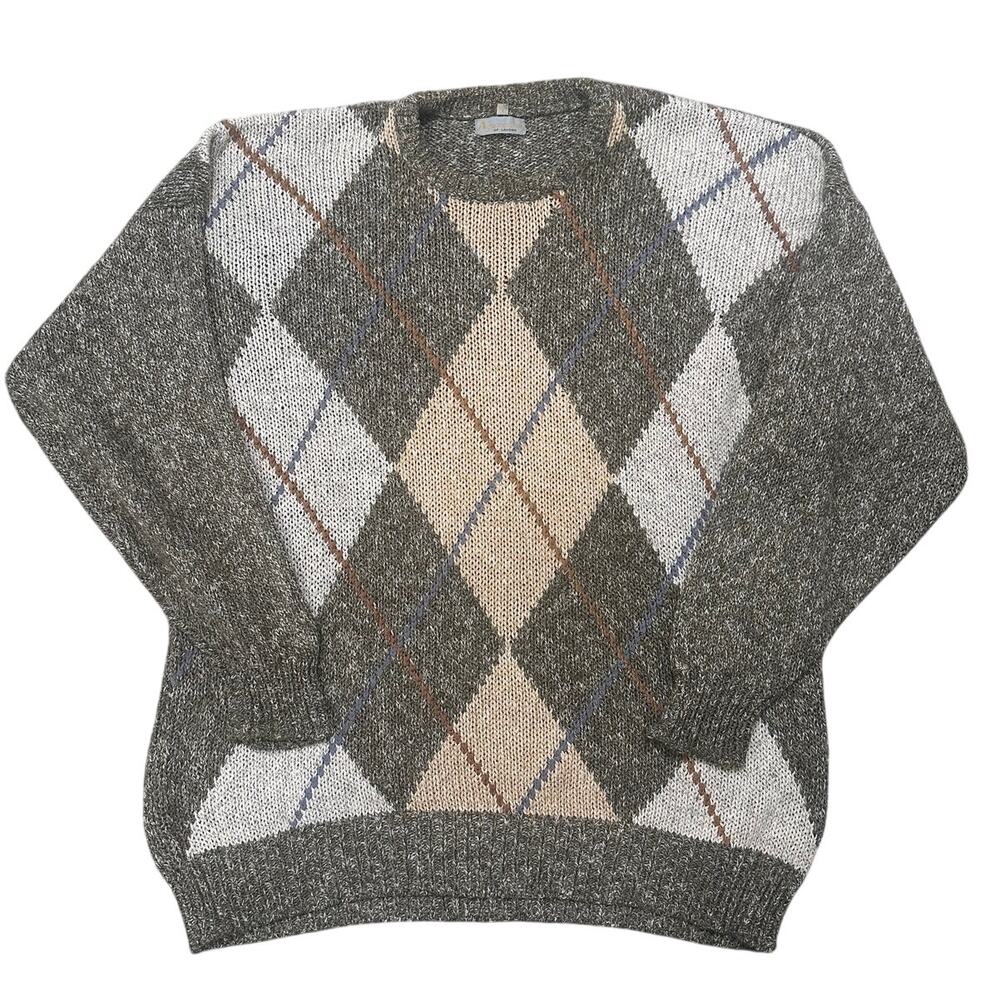 VTG Aquascutum Men's Argyle Sweater XL Country Club Quiet Luxury Grandpa Core